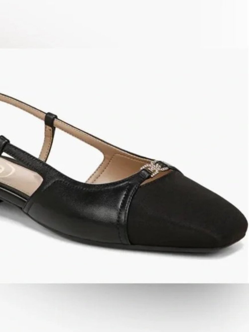 SAM EDELMAN Black Leather Flat Slingbacks Square Toe - Like New